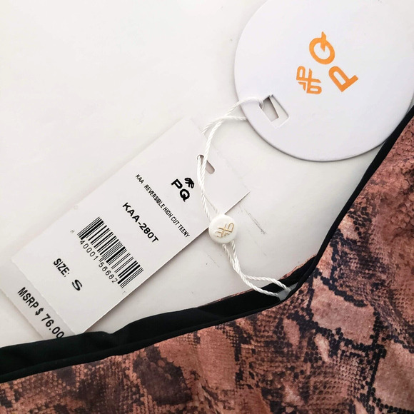 NEW!! PQ PilyQ Swim SIZE S Reversible High Cut Teeny Bikini Bottoms ONLY Animal - Picture 9 of 11